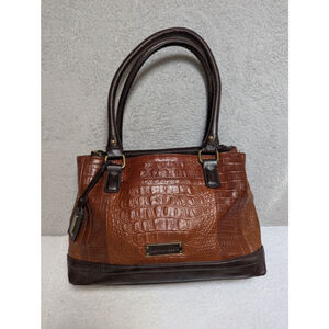 Women's Tignanello Brown Croc Embossed Satchel One Size Handbag Purse